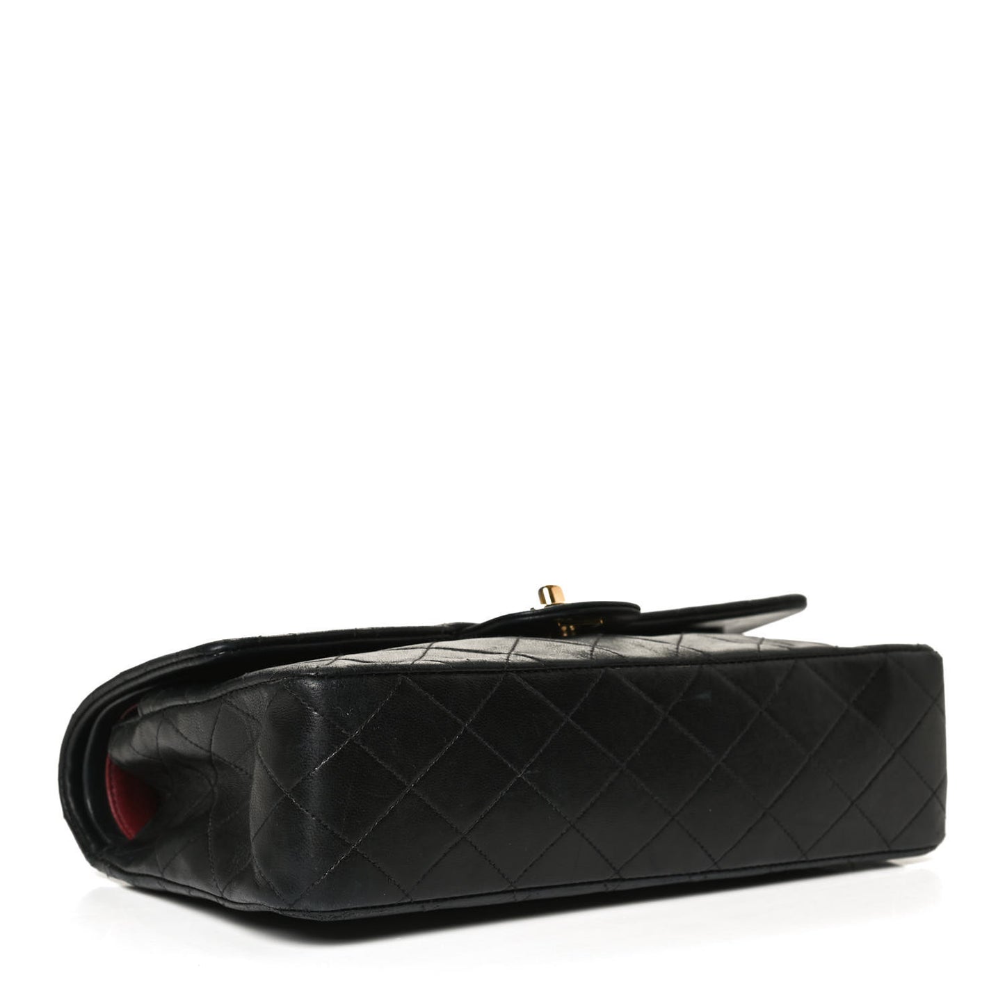 Lambskin Quilted Medium Double Flap Black
