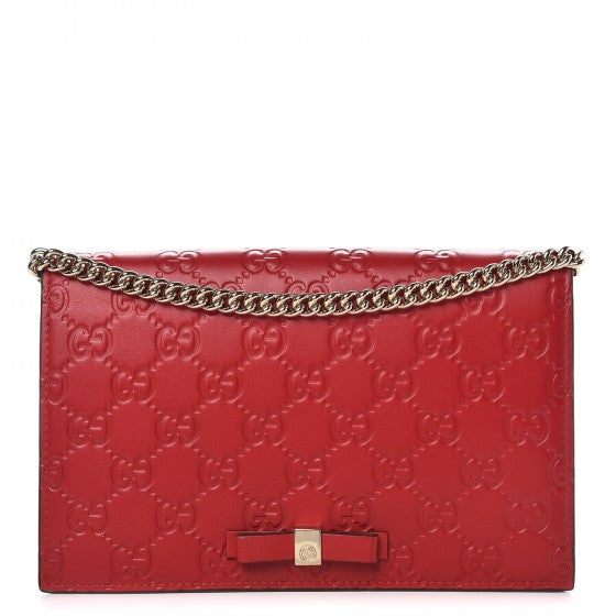 Gucci Guccissima Signature Bowy Chain Wallet Hibiscus Red 1 of 6