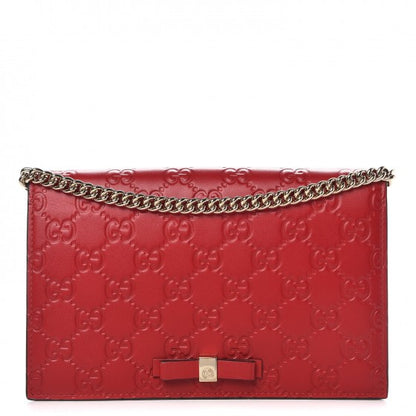 Gucci Guccissima Signature Bowy Chain Wallet Hibiscus Red 1 of 6