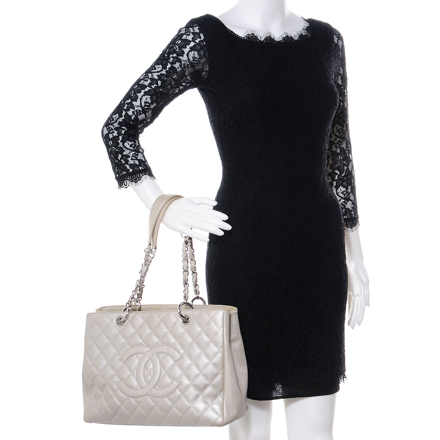 Chanel Caviar Quilted Grand Shopping Tote GST Pearl 2 of 8