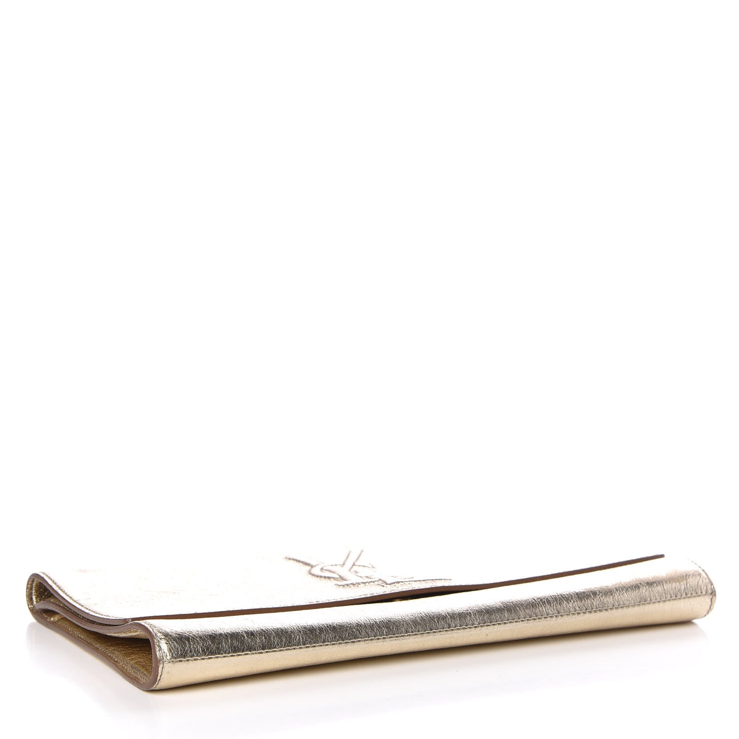 Saint Laurent Metallic Calfskin Monogram Large Belle De Jour Clutch Gold 4 of 8