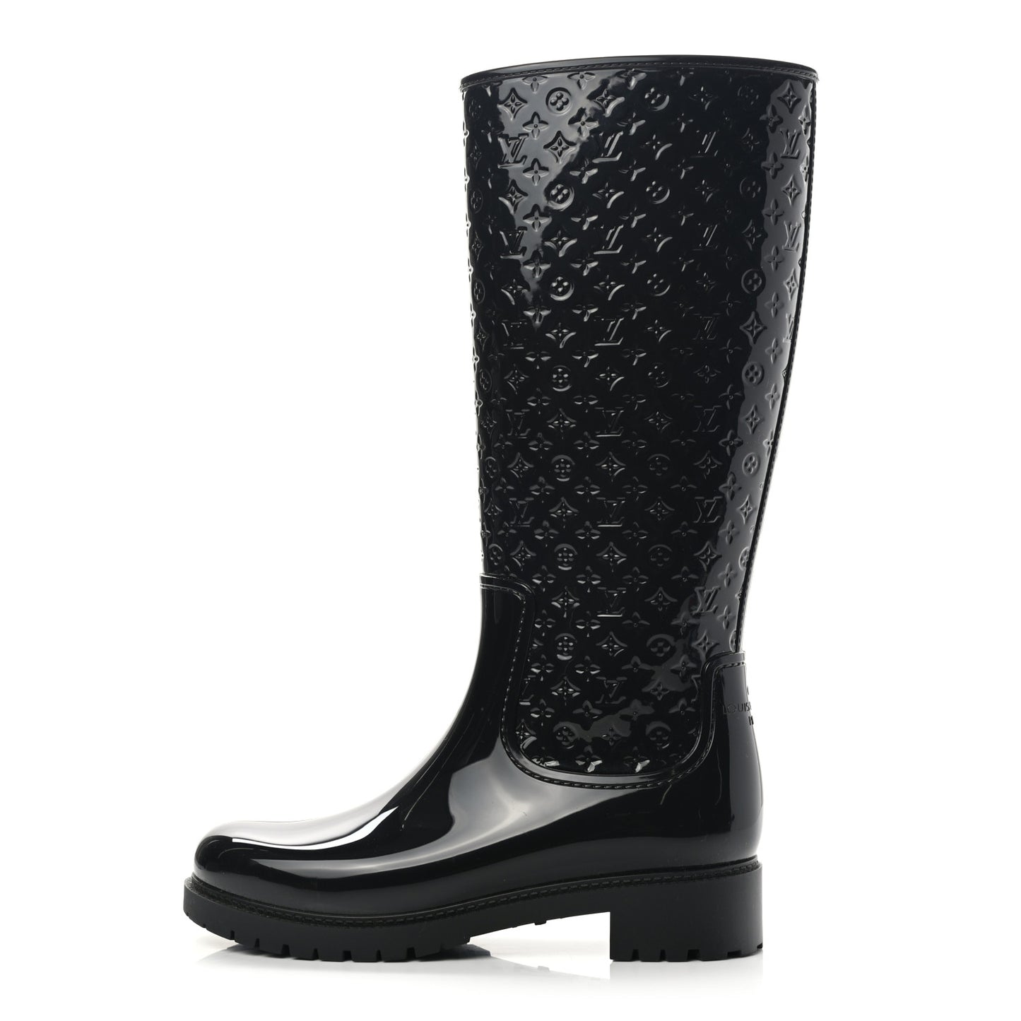 Rubber Embossed Monogram Splash Rain Boots 41 Black