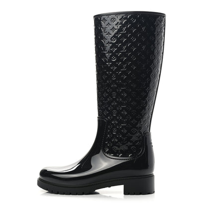 Louis Vuitton Rubber Embossed Monogram Splash Rain Boots 41 Black 1 of 10