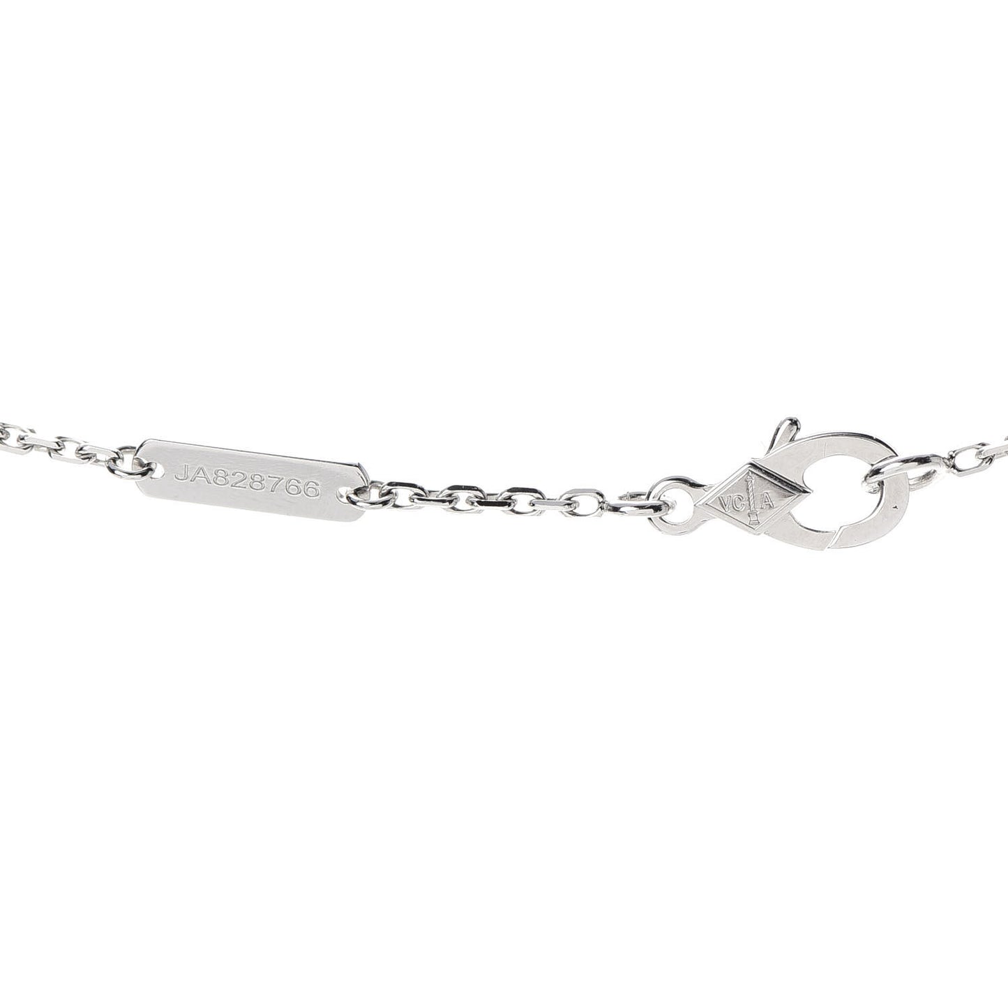 18K White Gold Mother of Pearl Vintage Alhambra Pendant Necklace