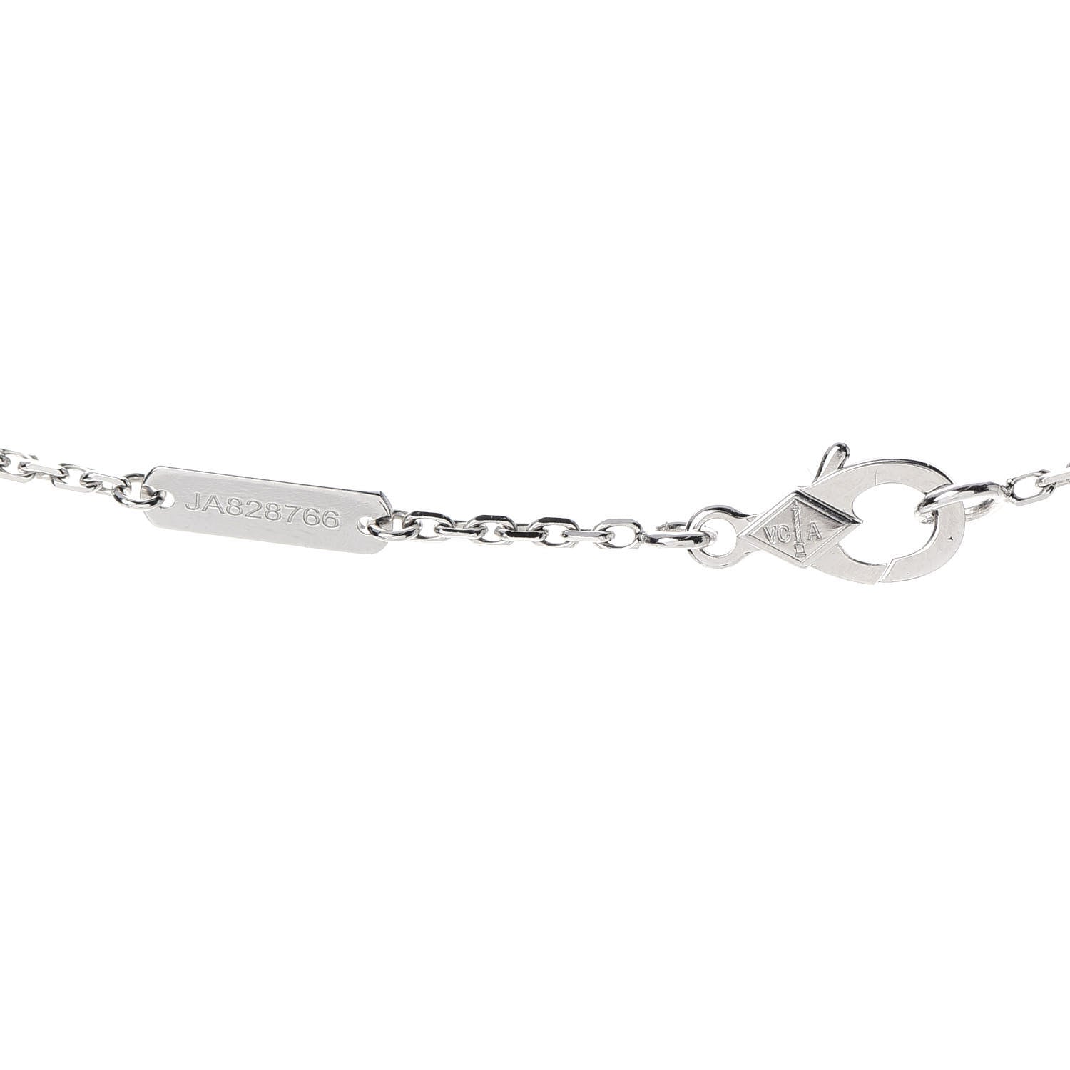 Van Cleef & Arpels 18K White Gold Mother of Pearl Vintage Alhambra Pendant Necklace 5 of 6