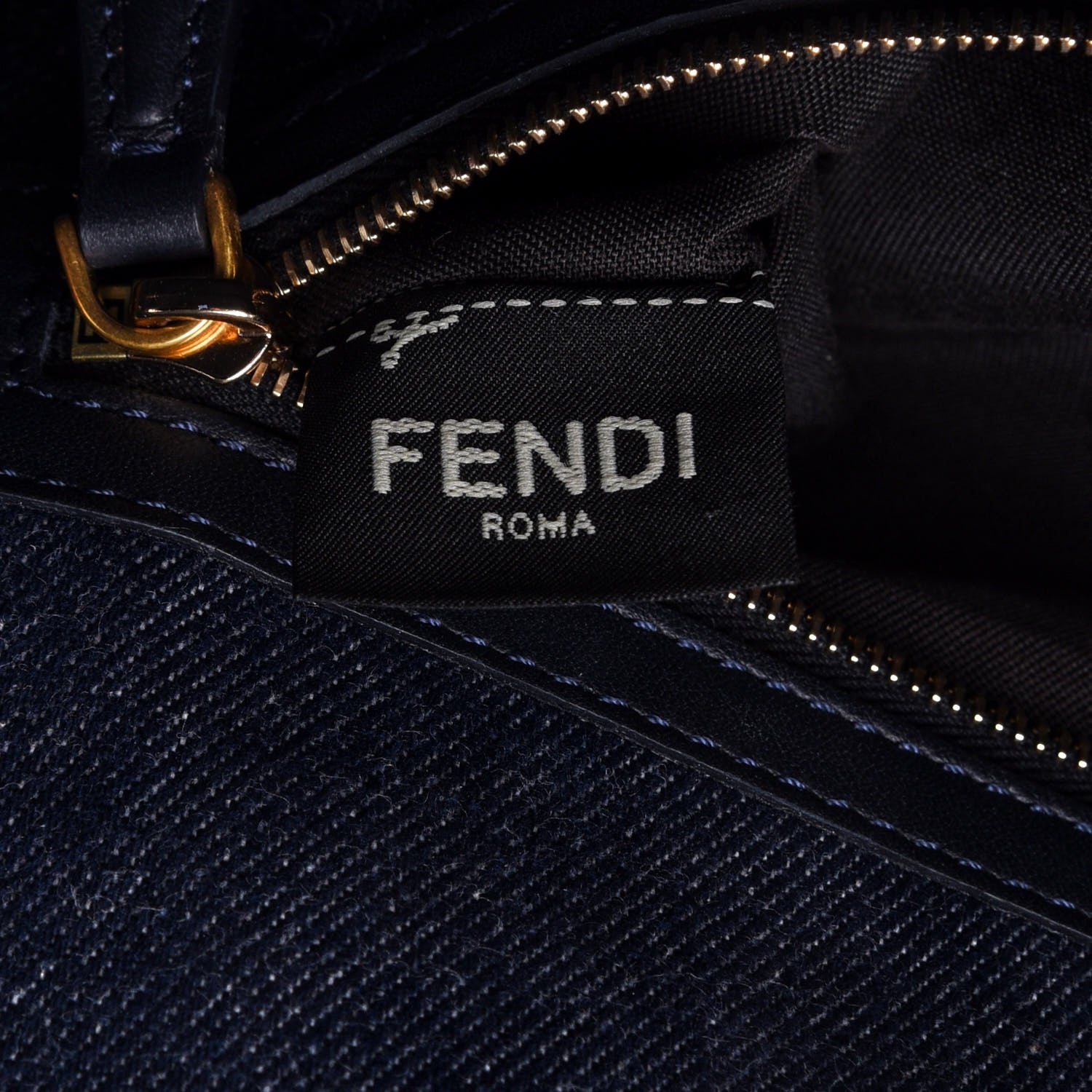 Fendi Denim Large Baguette Blue Rosso 9 of 16