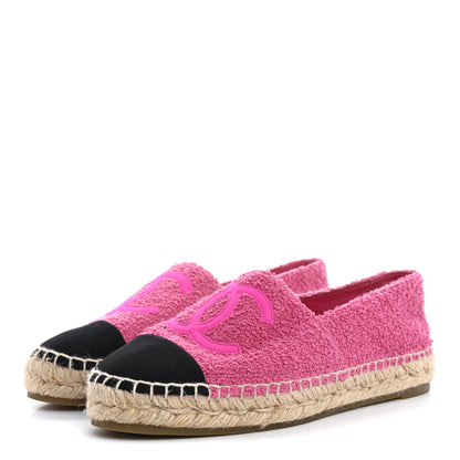 Chanel Fabric Grosgrain CC Espadrilles 38 Dark Pink Black 4 of 10