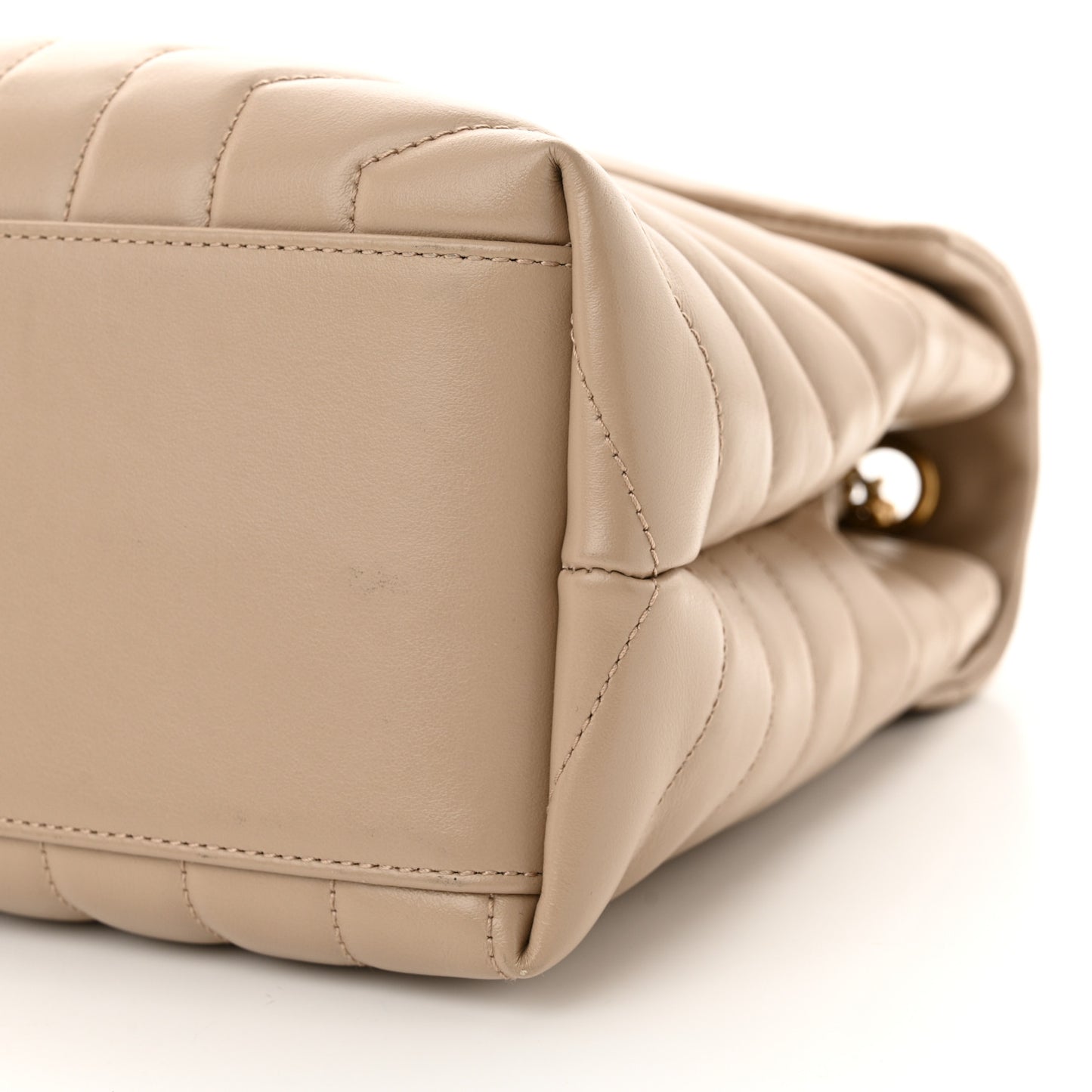 Calfskin Y Quilted Monogram Medium Loulou Chain Satchel Dark Beige