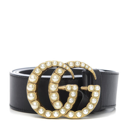 Gucci Moon Calfskin Pearl Double G 40mm Belt 90 36 Black Cream 1 of 5