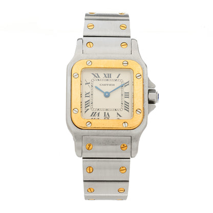 Cartier Stainless Steel 18K Yellow Gold 24mm Santos De Cartier Galbee Quartz Watch 1 of 4