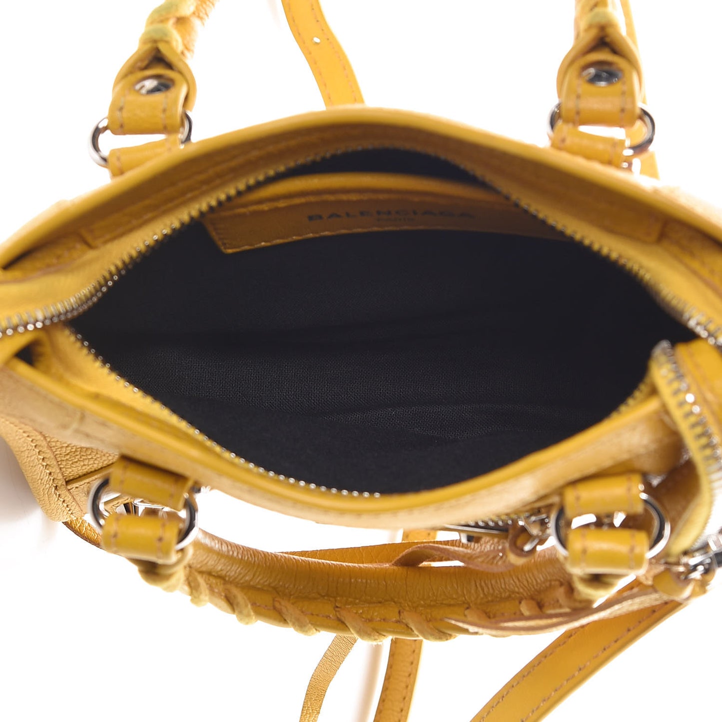Chevre Silver Metallic Edge Hardware Nano City Jaune Epi