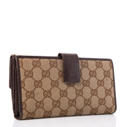 Gucci Monogram Metal Bar Continental Flap Wallet Beige Ebony Dark Brown 3 of 18