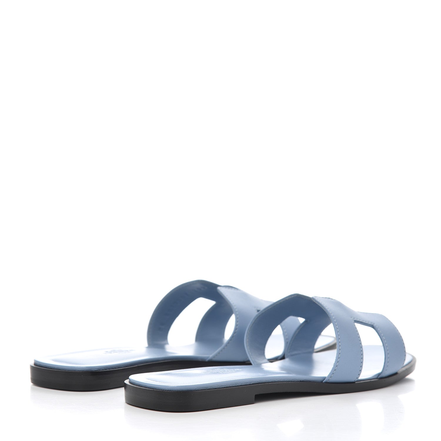Hermes Box Calfskin Oran Sandals 37.5 Bleu Bleuet 4 of 12