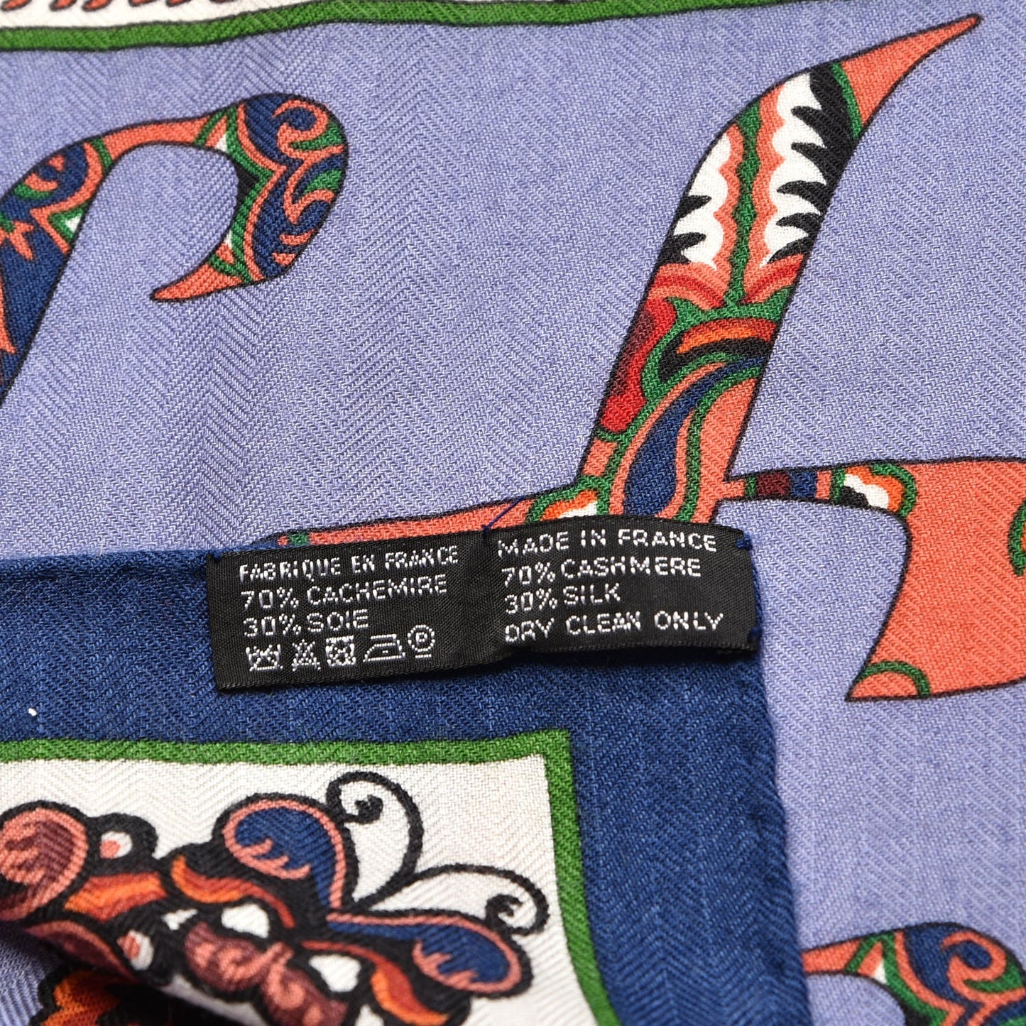 Cashmere Silk Lettres D'Erevan Shawl 140 Bleu Corail Vert
