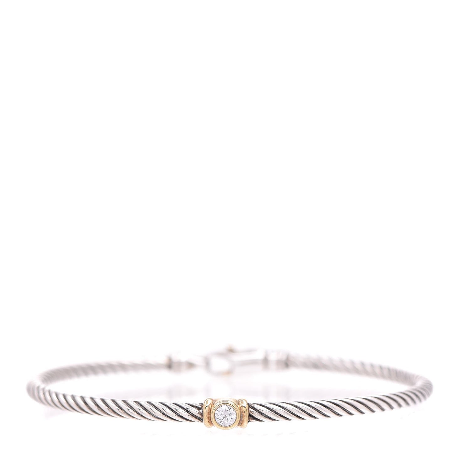 Sterling Silver 18K Yellow Gold Diamond 3mm Single Station Bracelet