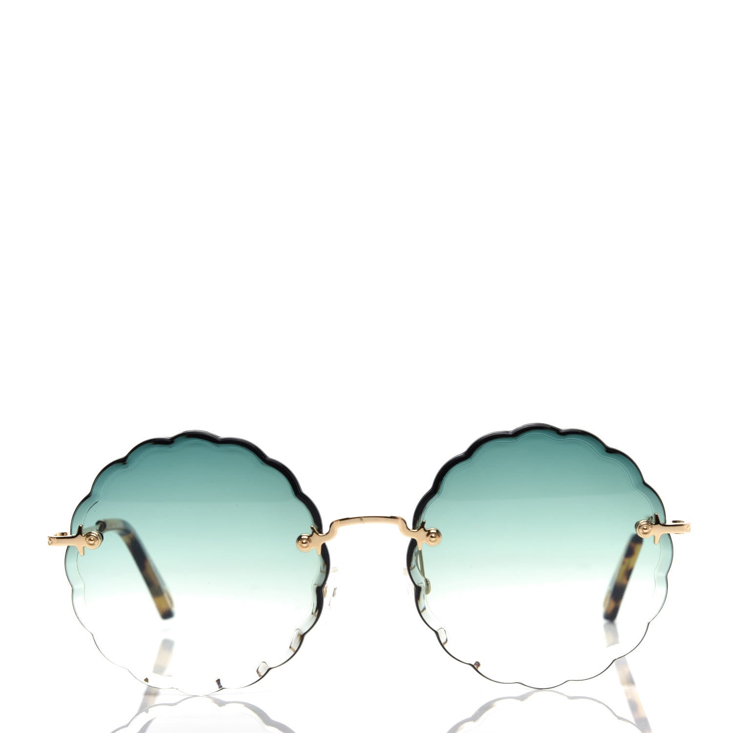 Chloe Rosie Bevelled Round Sunglasses CE142S Gold Gradient Green 2 of 9