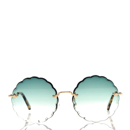 Chloe Rosie Bevelled Round Sunglasses CE142S Gold Gradient Green 2 of 9