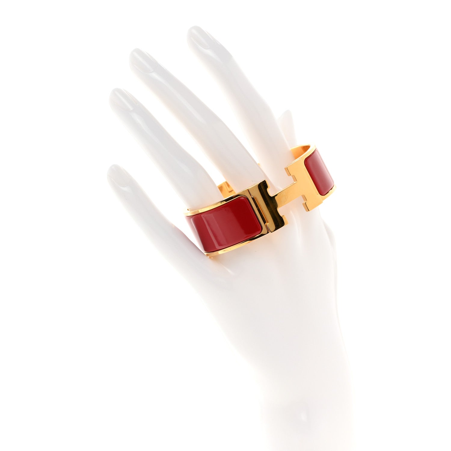 Hermes Enamel Wide Clic Clac H Bracelet PM Rouge Amarante 2 of 5