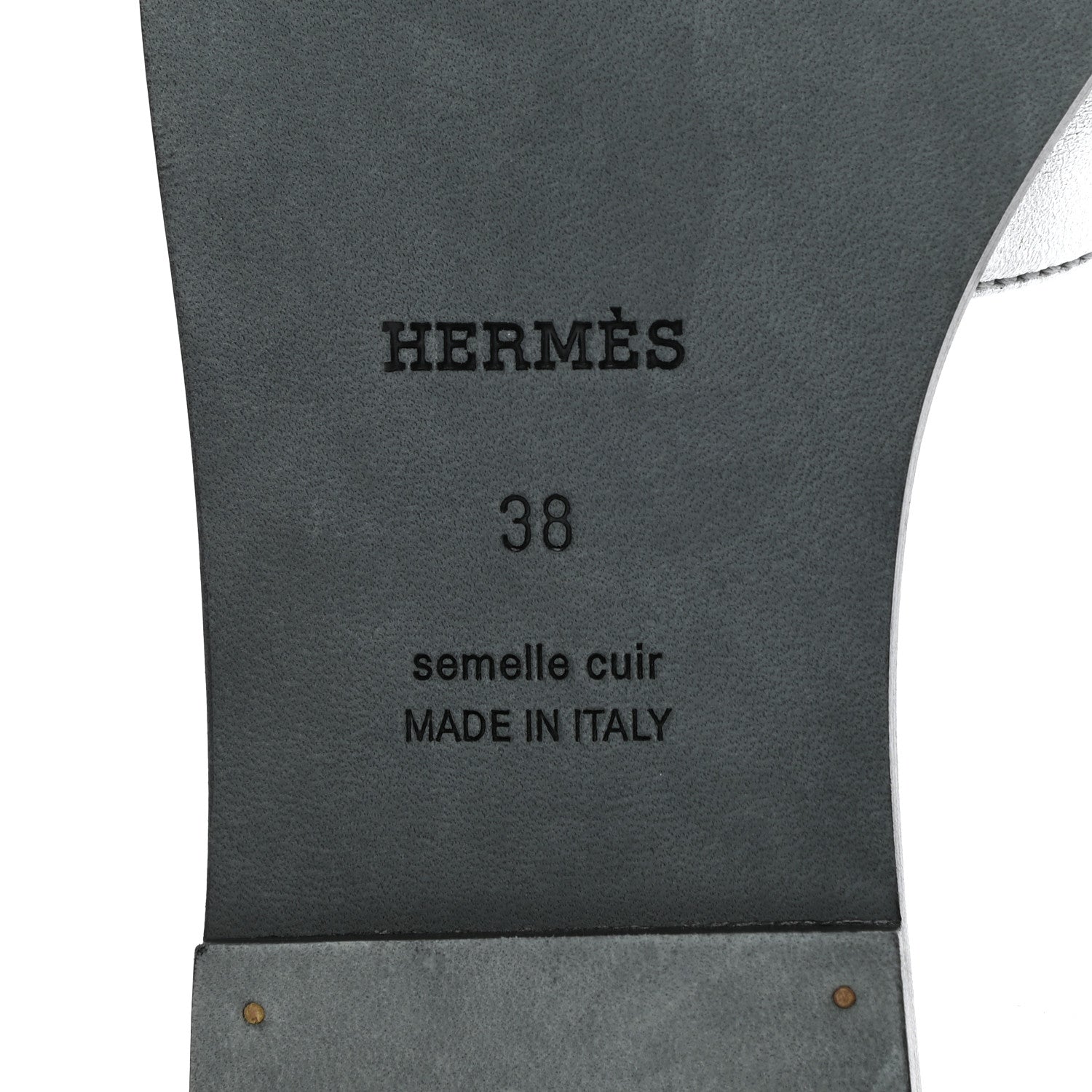 Hermes Metallic Nappa Calfskin Oran Sandals 38 Argent 6 of 9