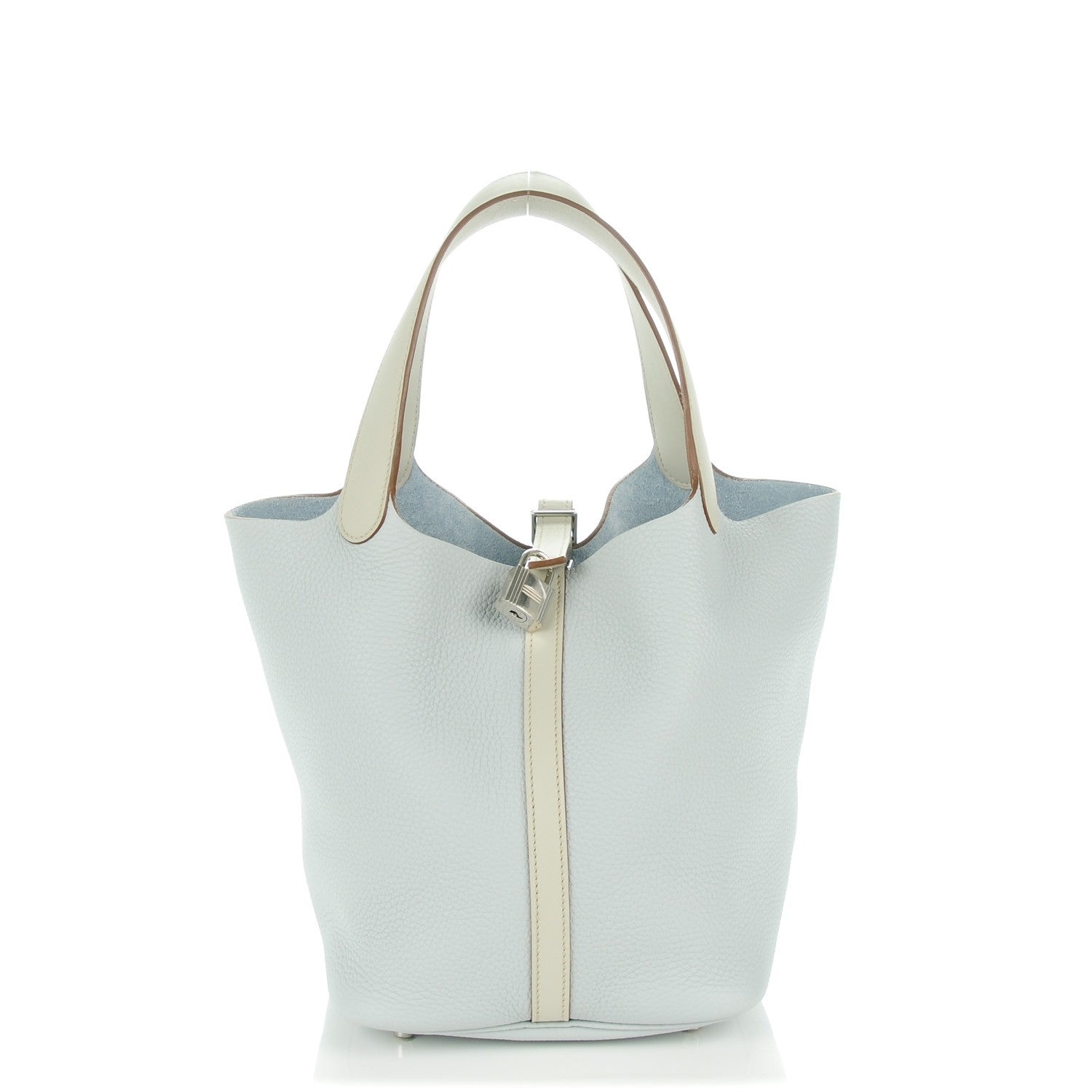 Hermes Taurillon Clemence Swift Picotin Lock 22 MM Bleu Pale Gris Perle 1 of 10