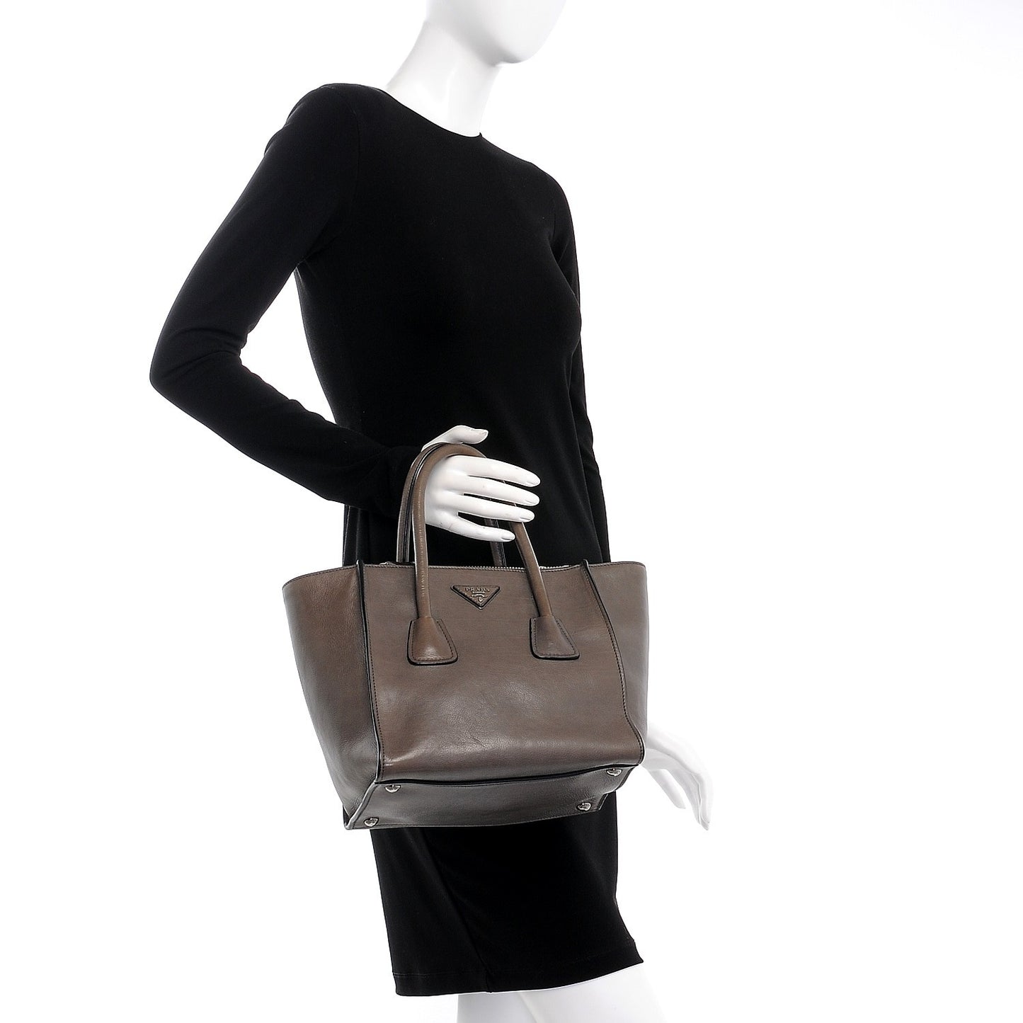 Glace Calf Small Twin Pocket Tote Marmo