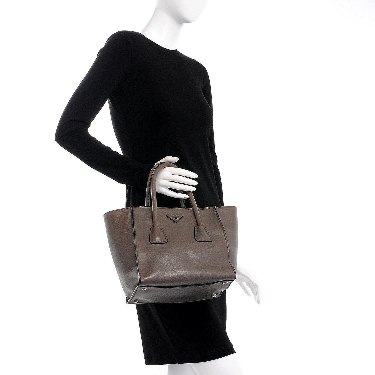 Prada Glace Calf Small Twin Pocket Tote Marmo 2 of 8