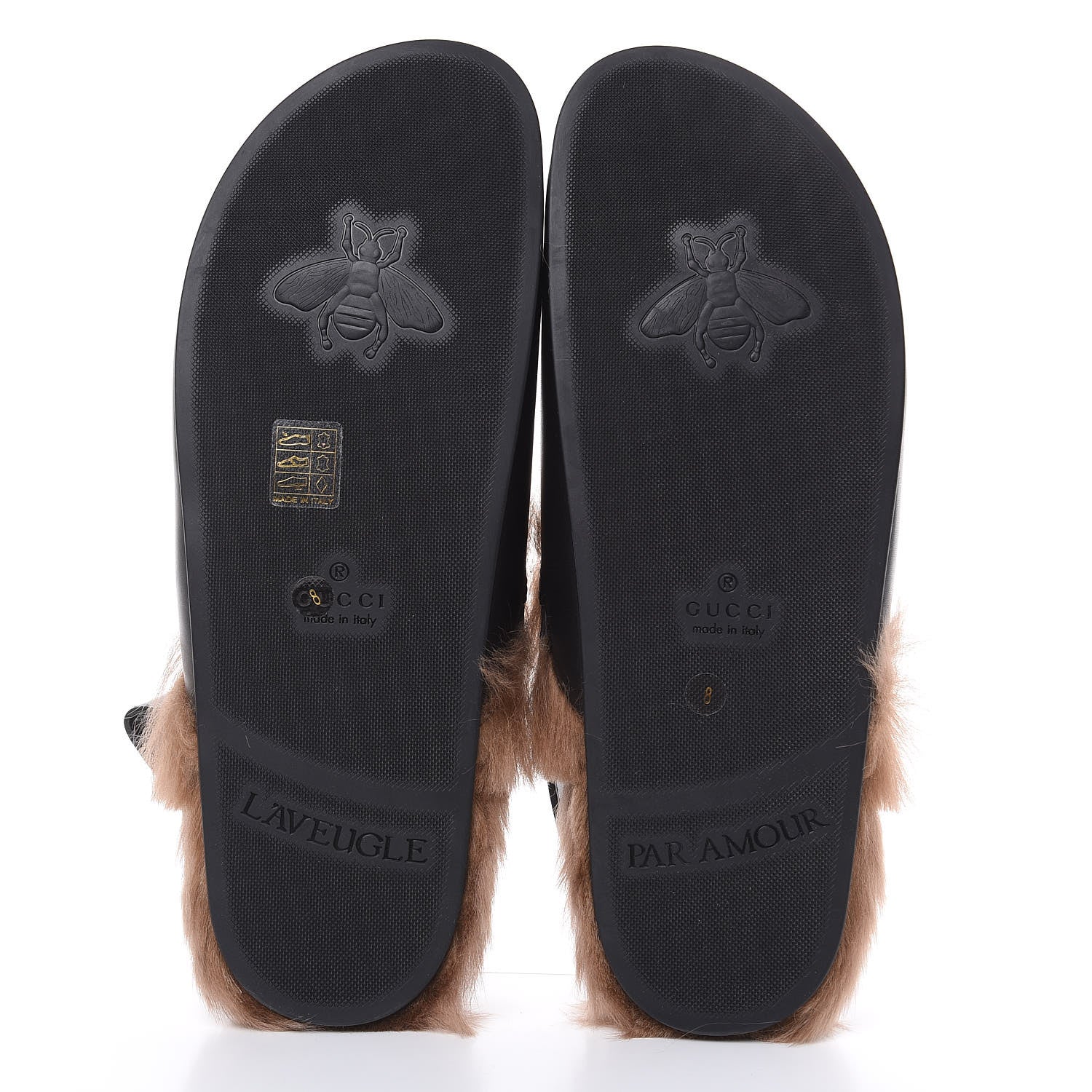 Gucci Calfskin Fur Mens Horsebit River Slingback Slippers 8 Black 5 of 9