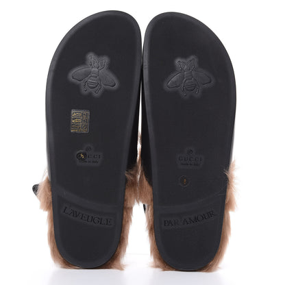 Gucci Calfskin Fur Mens Horsebit River Slingback Slippers 8 Black 5 of 9