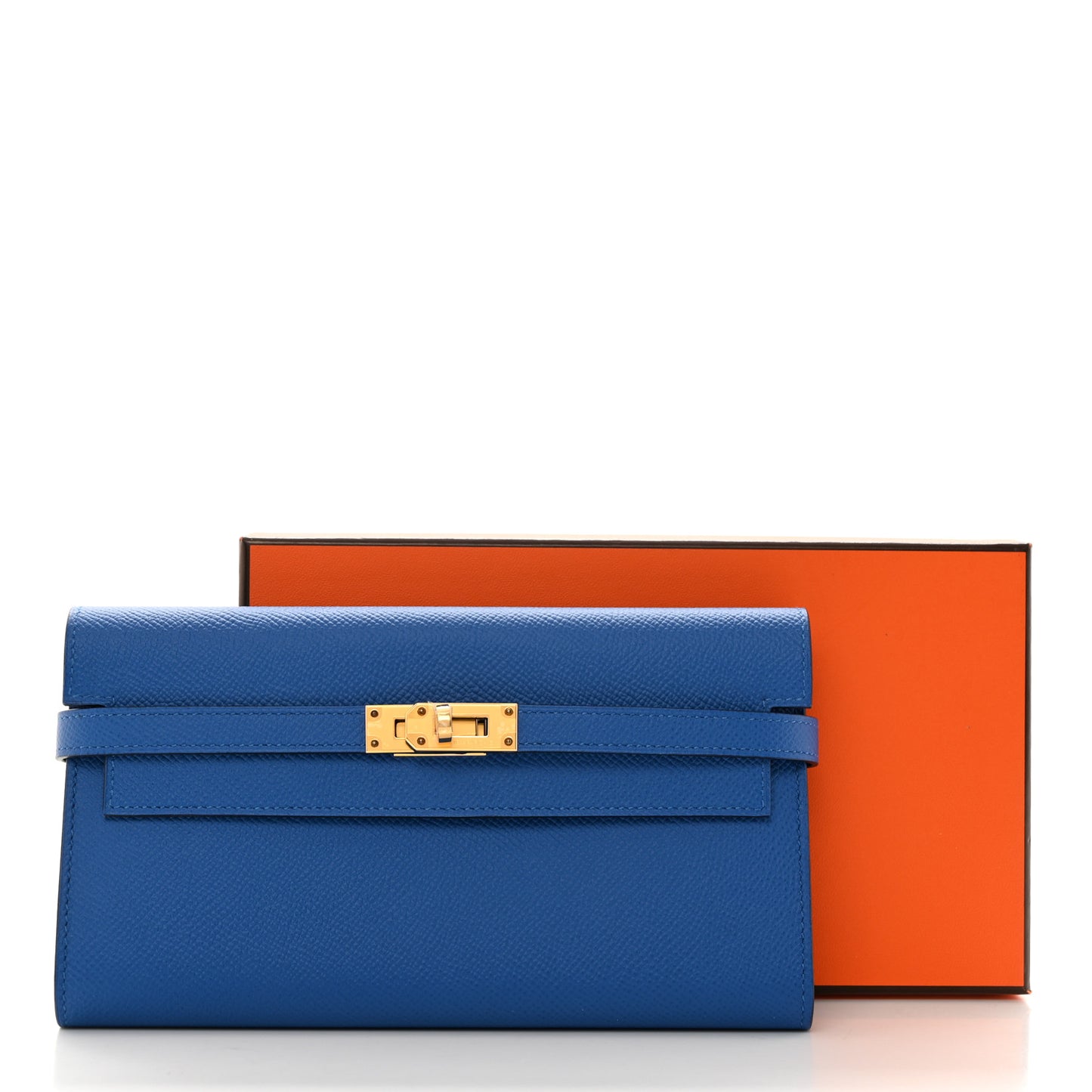 Epsom Kelly Longue Wallet Bleu Zellige