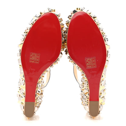 Christian Louboutin Calfskin Lame Cork Almericca 120 Studded Wedge Sandals 42 Silver 7 of 12