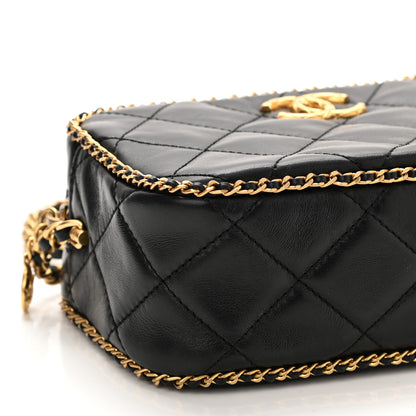 Chanel Lambskin Quilted Chain CC Mini Camera Case Black 8 of 10