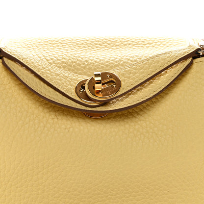 Hermes Taurillon Clemence Verso Mini Lindy 20 Jaune Poussin Craie 8 of 11