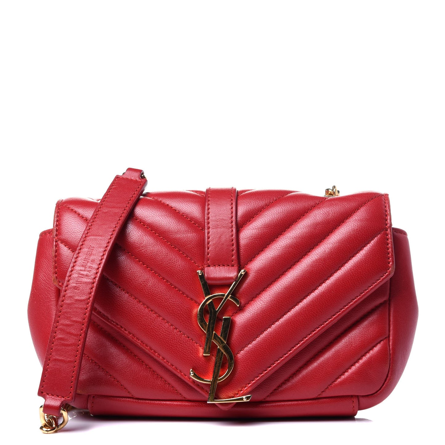 Nappa Matelasse Chevron Classic Monogram Baby Chain Bag New Red