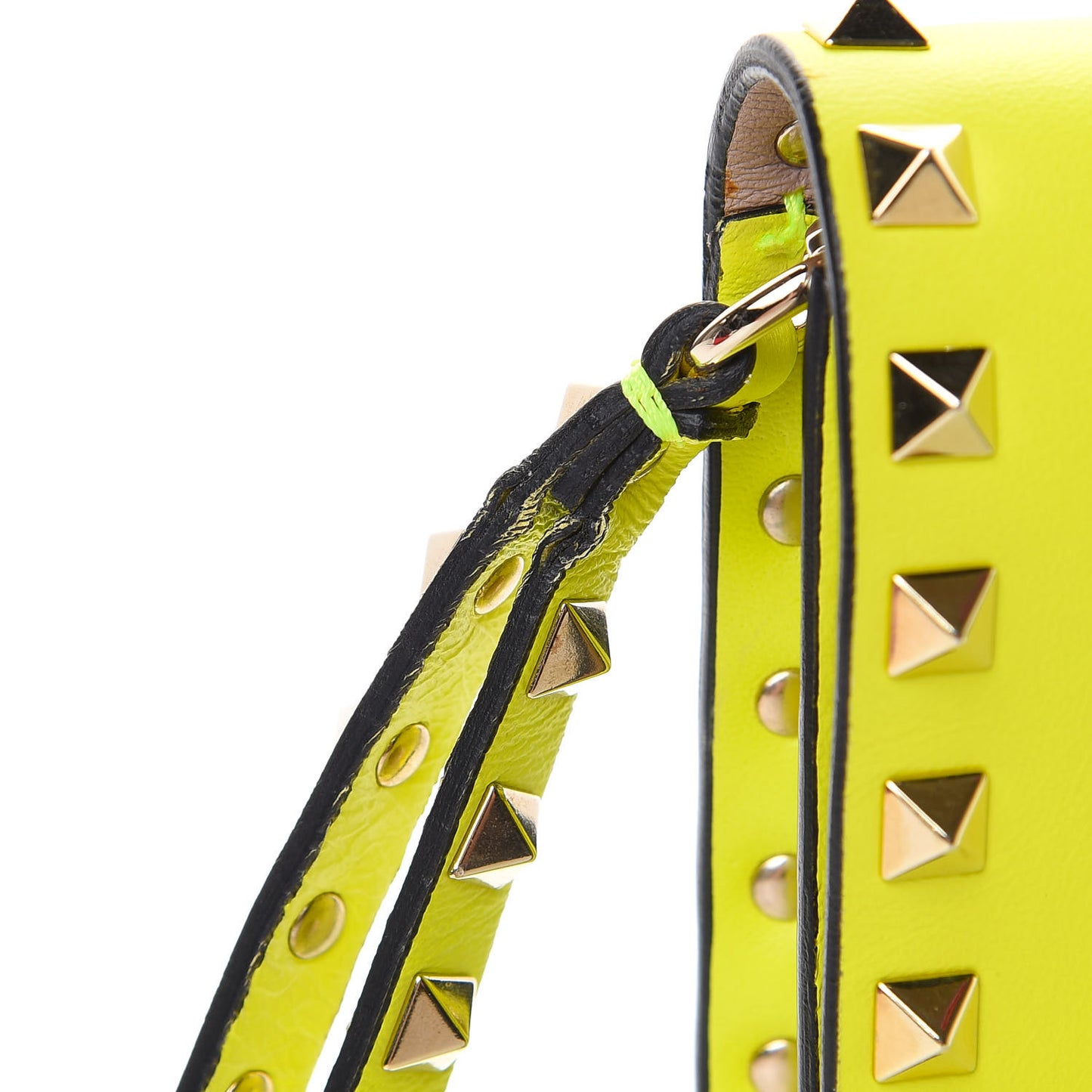 Nappa Rockstud Wristlet Clutch Yellow Fluo