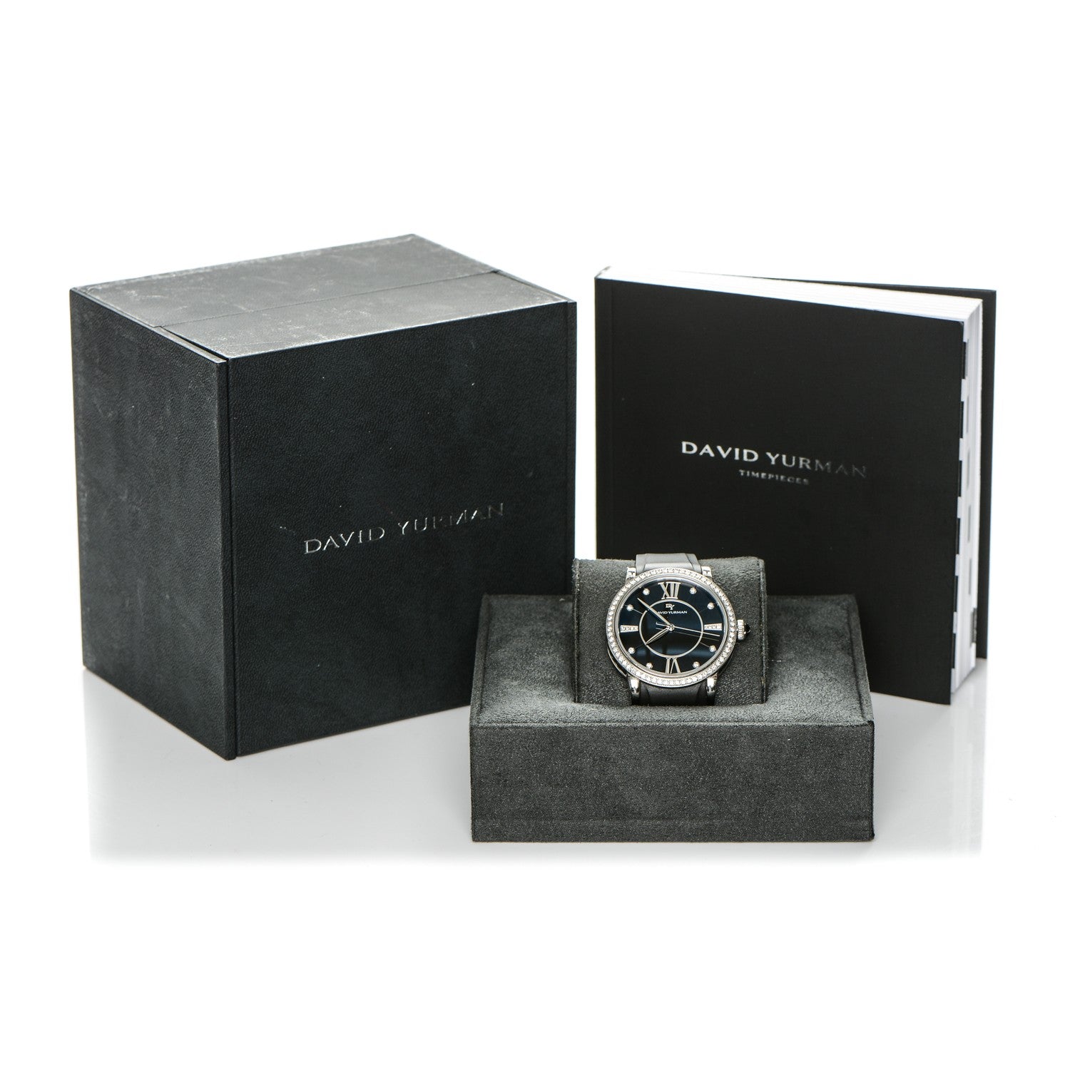 David Yurman Stainless Steel Rubber Diamond Bezel 38mm Classic Quartz Watch Blue 10 of 10