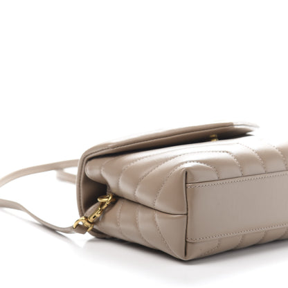 Saint Laurent Calfskin Y Quilted Monogram Toy Loulou Crossbody Bag Dark Beige 9 of 12
