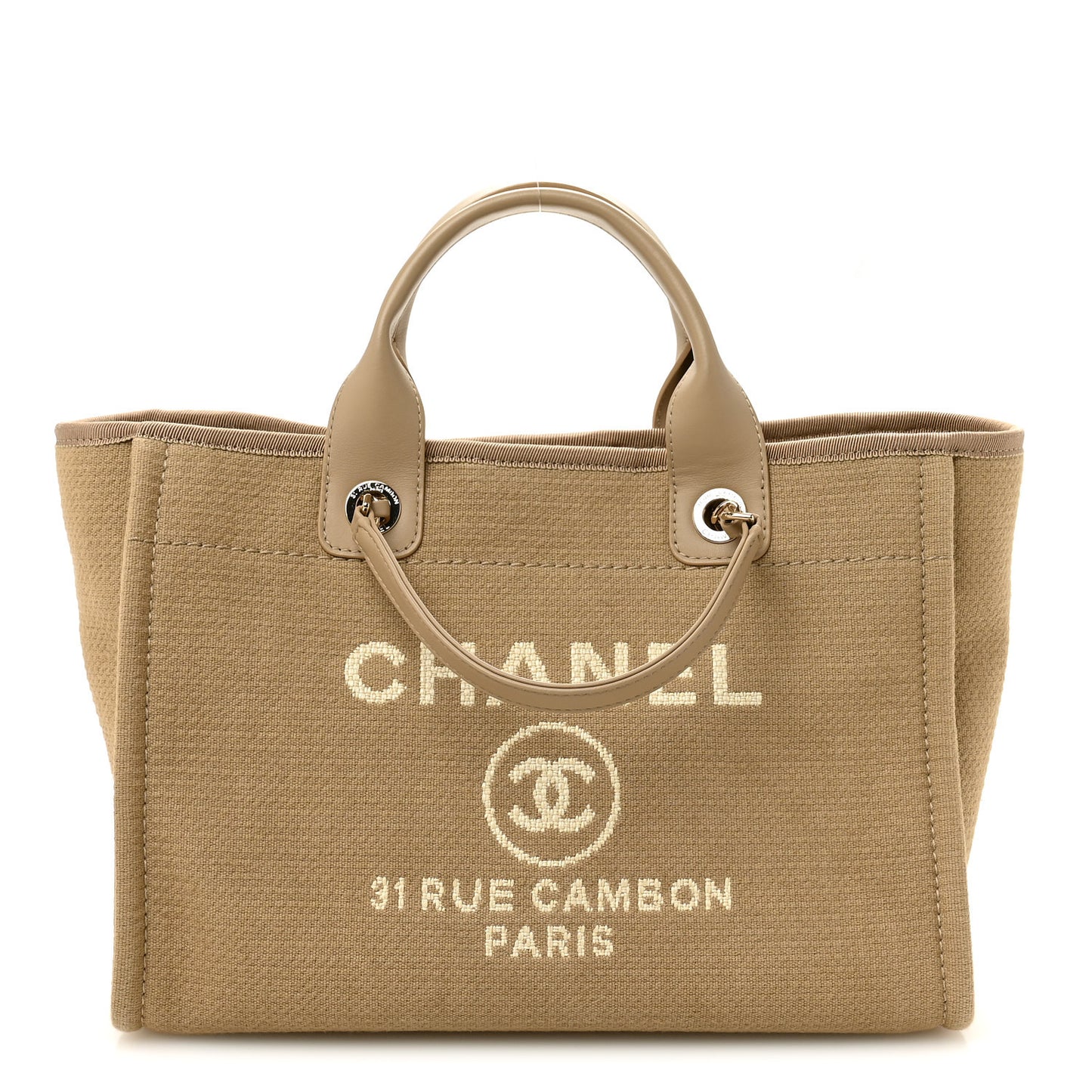 Mixed Fibers Small Deauville Tote Beige