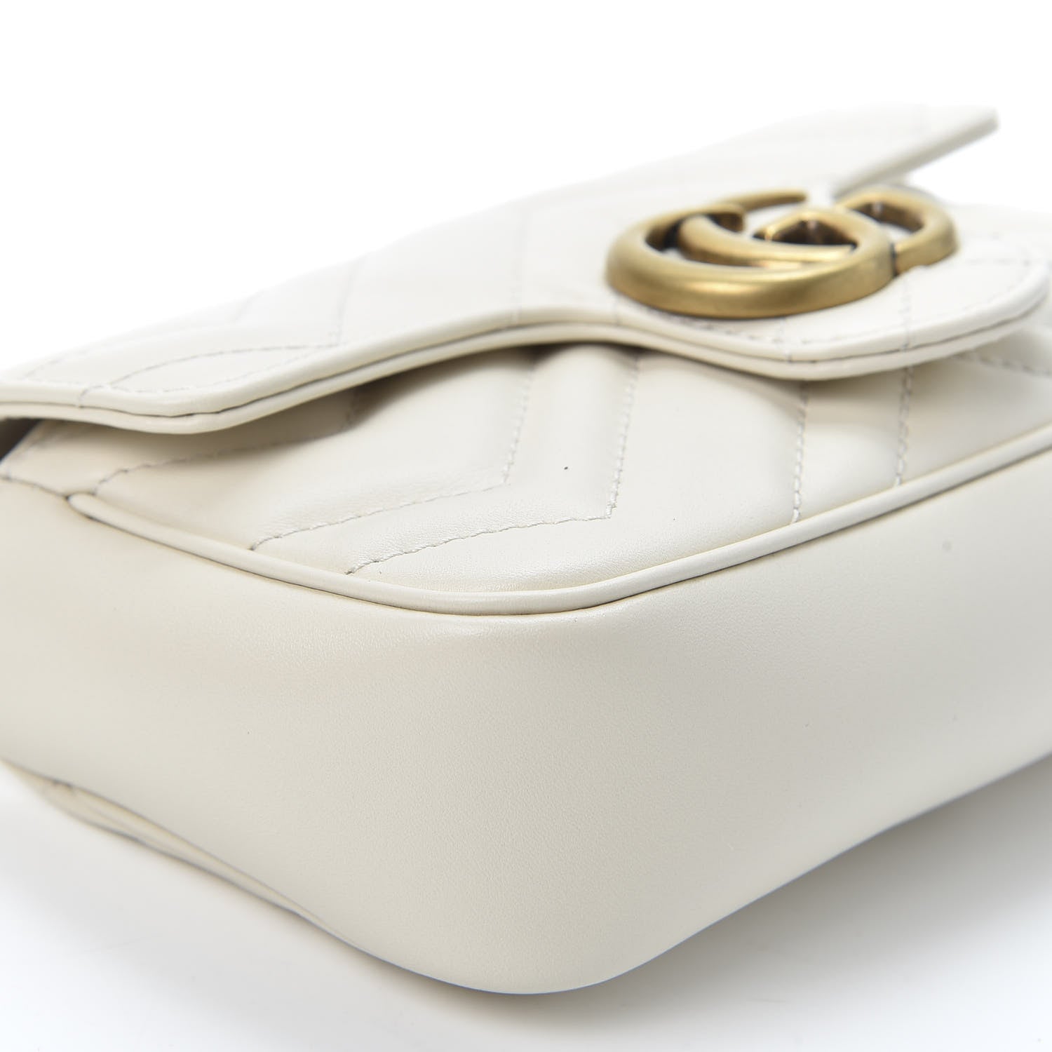 Gucci Calfskin Matelasse Super Mini GG Marmont Shoulder Bag White 5 of 10