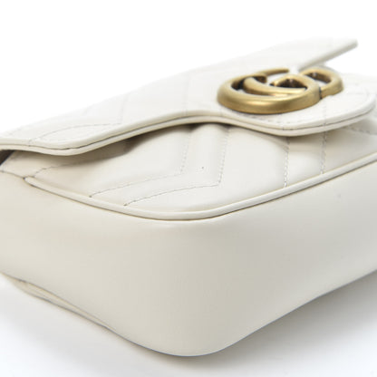 Gucci Calfskin Matelasse Super Mini GG Marmont Shoulder Bag White 5 of 10