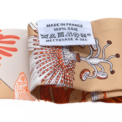 Hermes Silk Precious Paradise Twilly Beige Doré Orange Gris Bleu 3 of 3