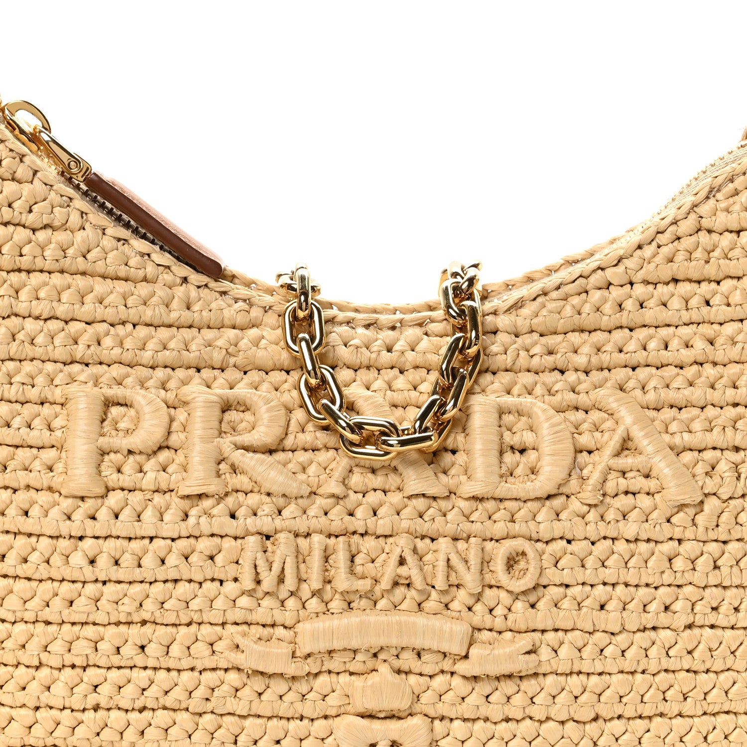 Prada Yarn Raffia Effect Crochet Mini Re-Edition 2000 Shoulder Bag Naturale 8 of 10