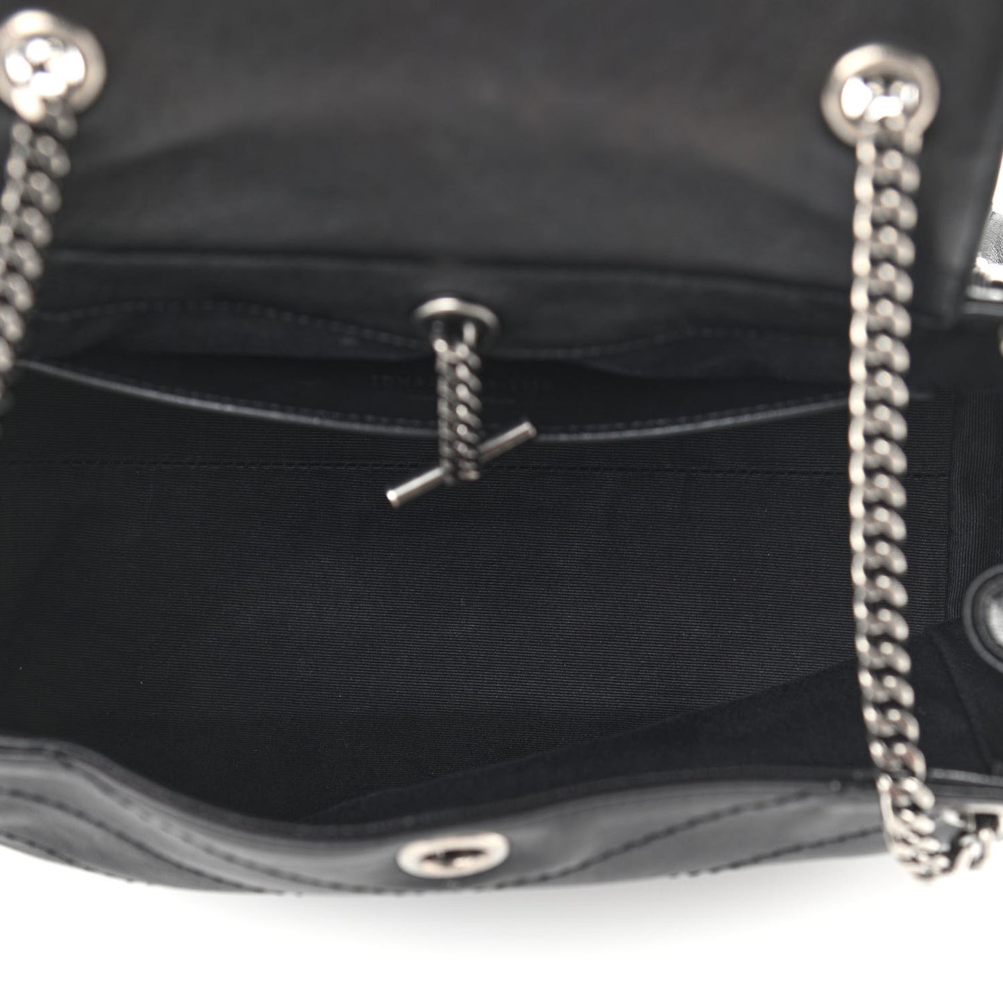 Vintage Lambskin Chevron Monogram Small Nolita Black