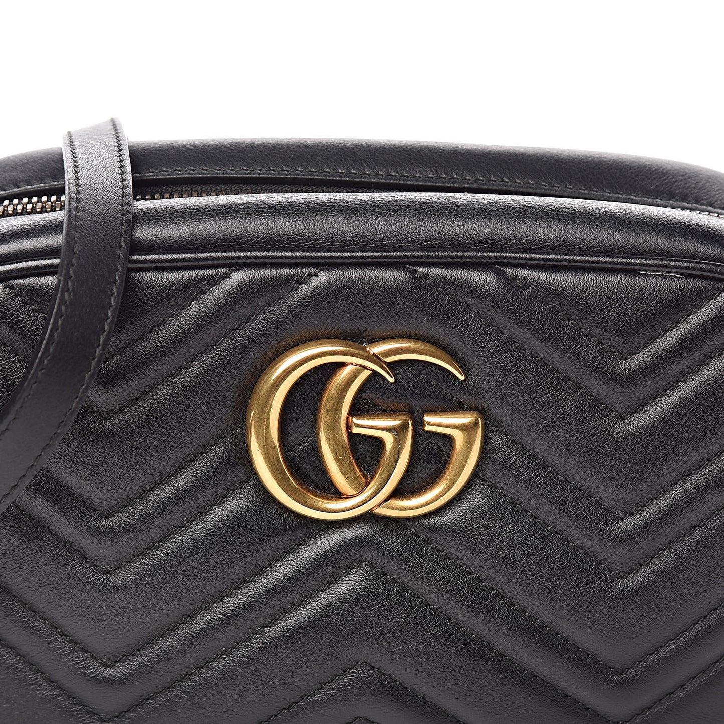 Calfskin Matelasse Small GG Marmont Chain Shoulder Bag Black