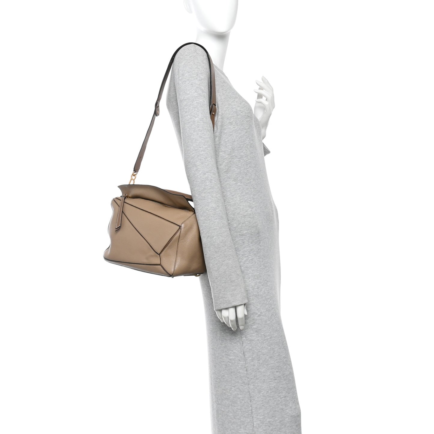 Calfskin Medium Puzzle Bag Sand Mink
