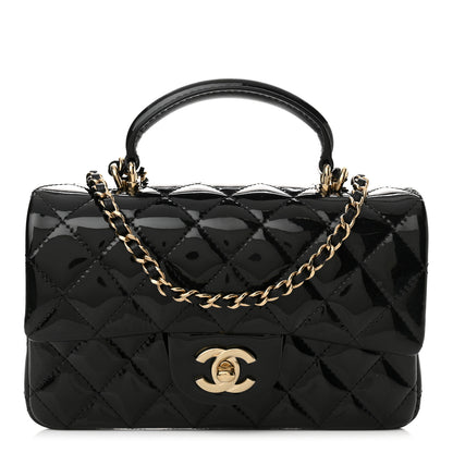 Chanel Patent Quilted Mini Top Handle Rectangular Flap Black 1 of 11