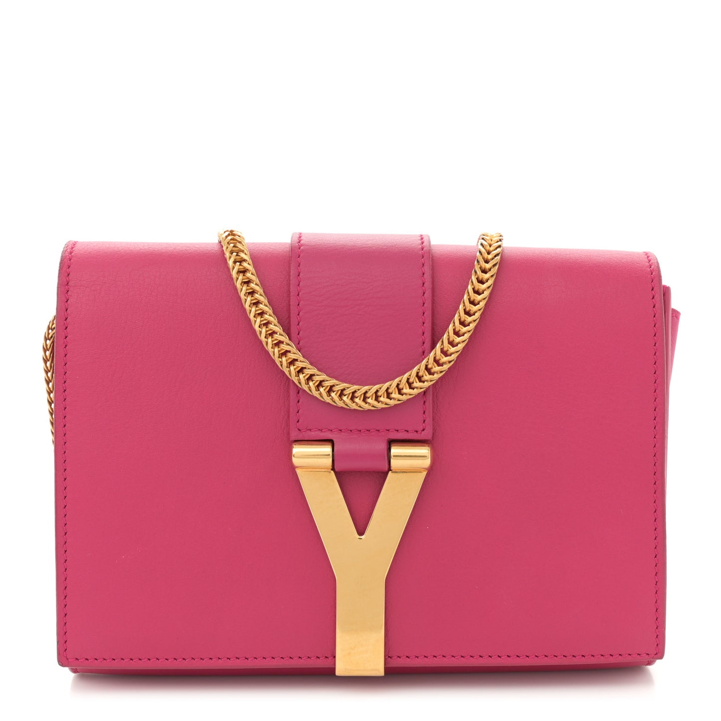Calfskin Small Classic Y Satchel Fuchsia