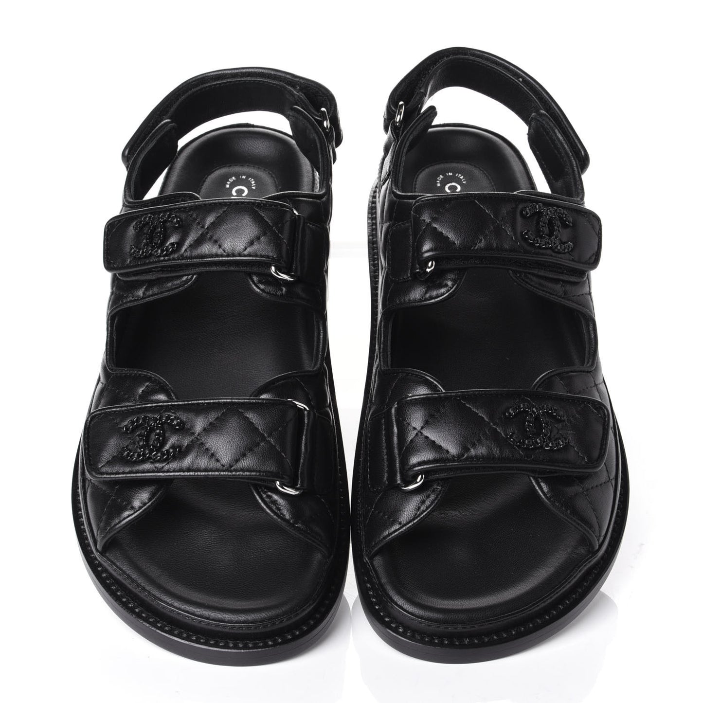 Lambskin Velcro Dad Sandals 37.5 Black