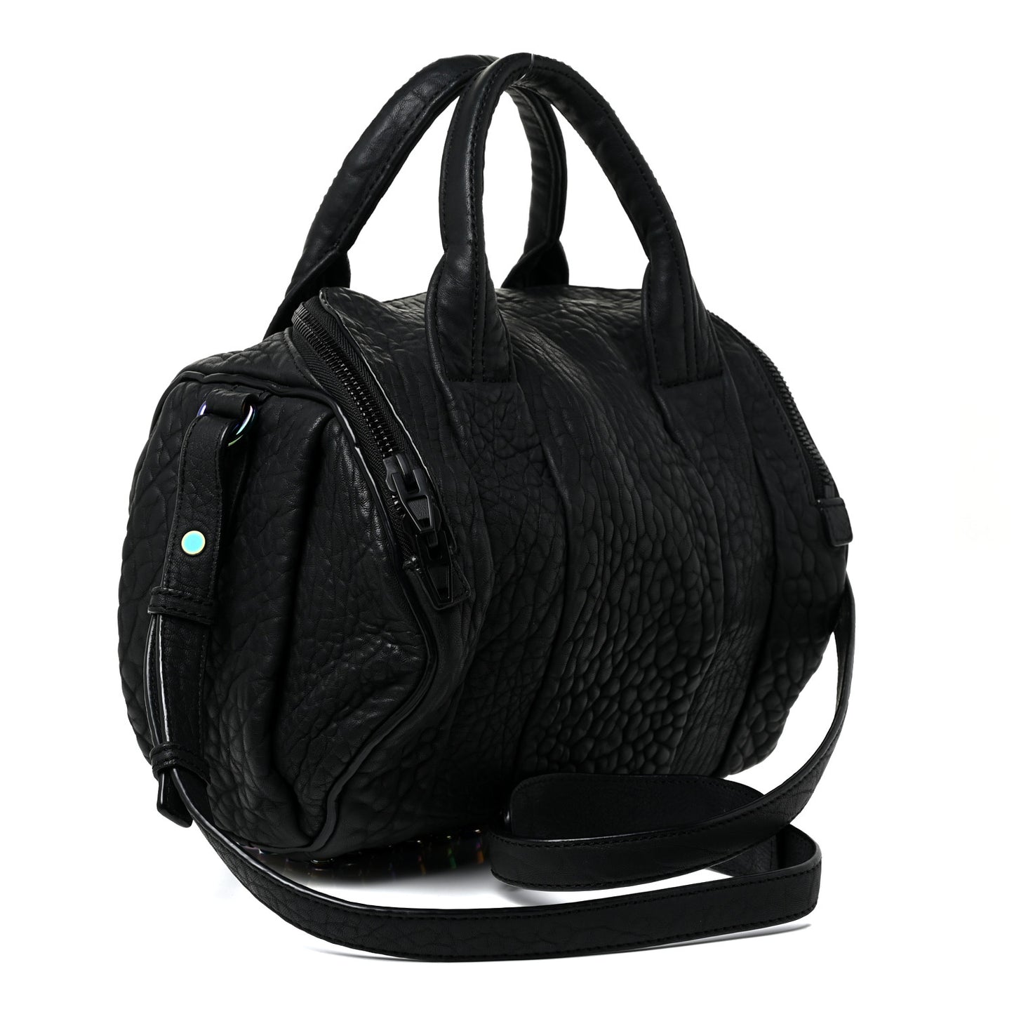 Pebbled Lambskin Rockie Black Iridescent Hardware