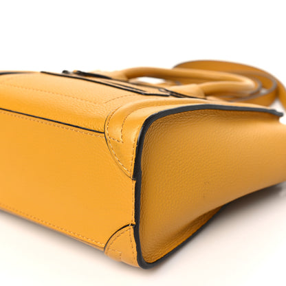 Celine Drummed Calfskin Nano Luggage Ocre 10 of 16