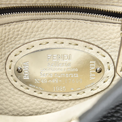 Fendi Cuoio Romano Selleria Bi-Color Mini Peekaboo Iconic Satchel Asfalto Latte 7 of 12